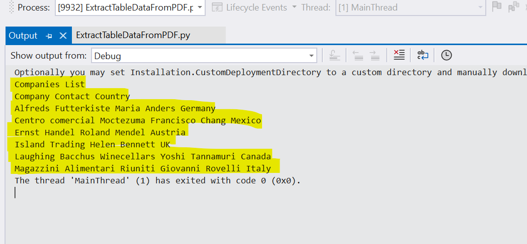 Extract Data from PDF