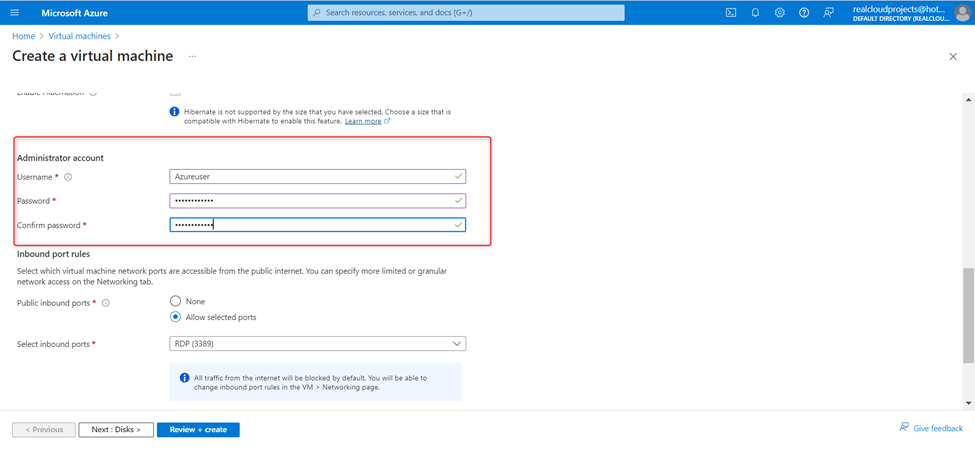 Create a User Name and Password