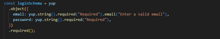 Example of Yup Login Schema