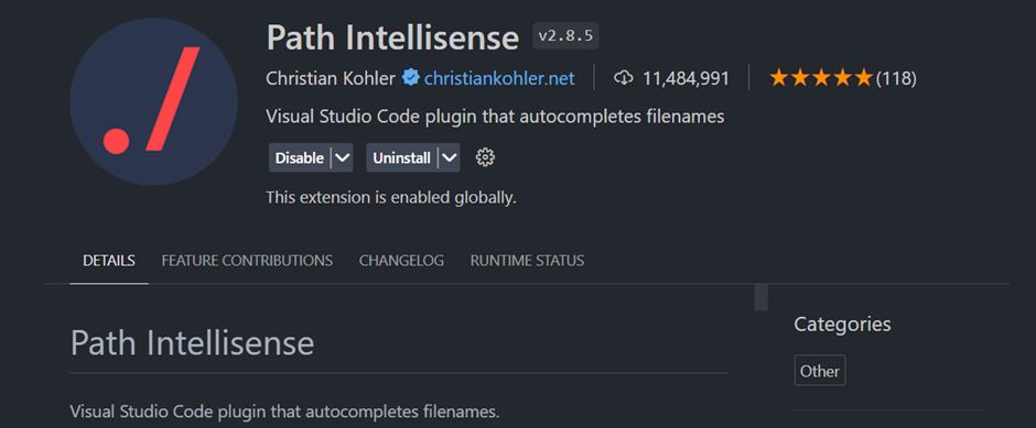 Path Intellisense extension