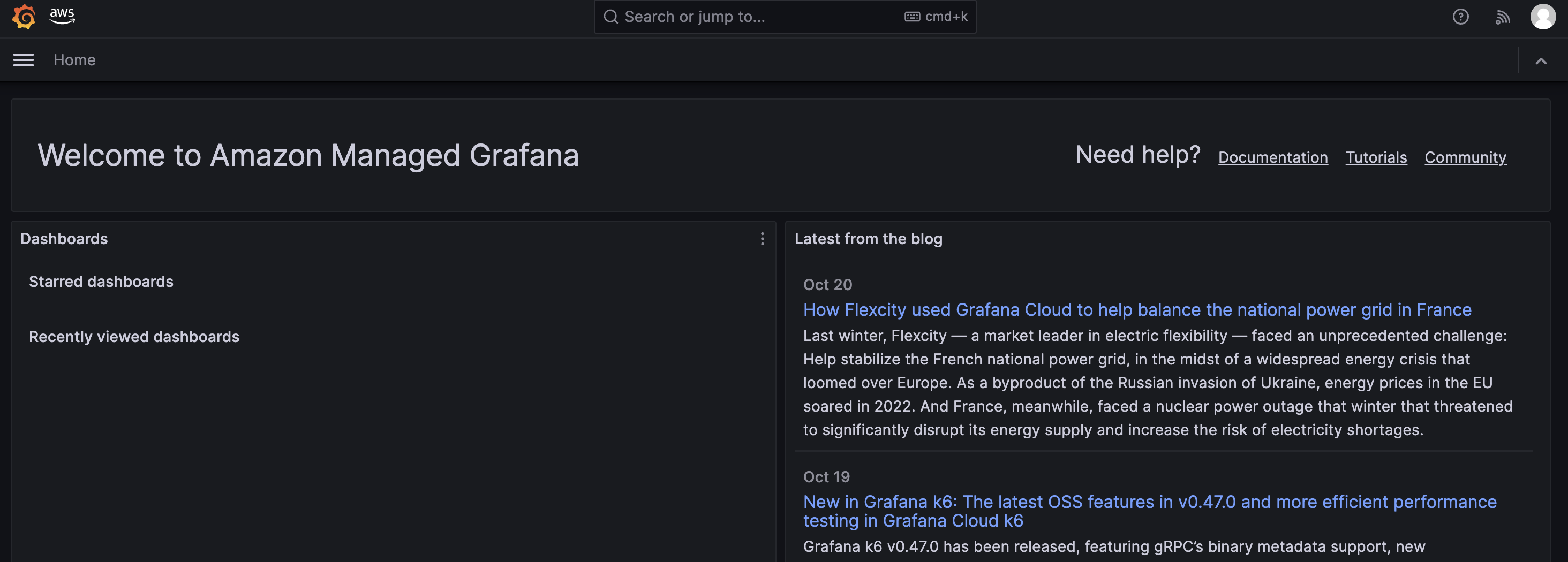 Amazon grafana portal