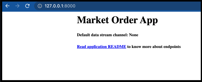 market order application output - home page
