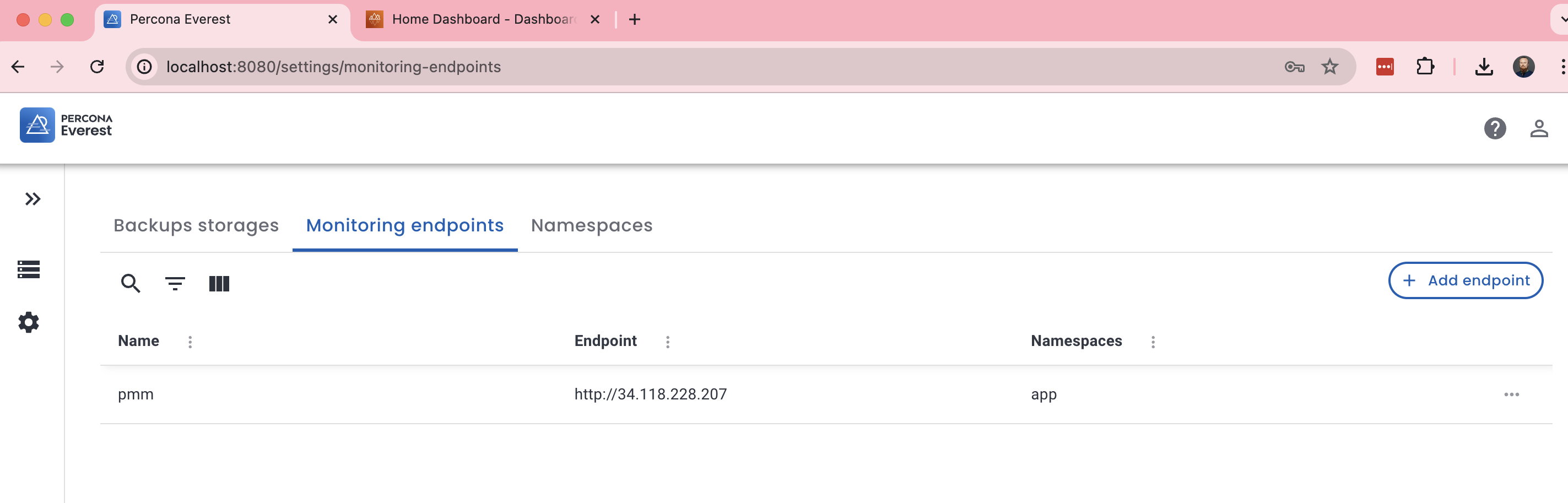 Percona Everest Monitoring Endpoints