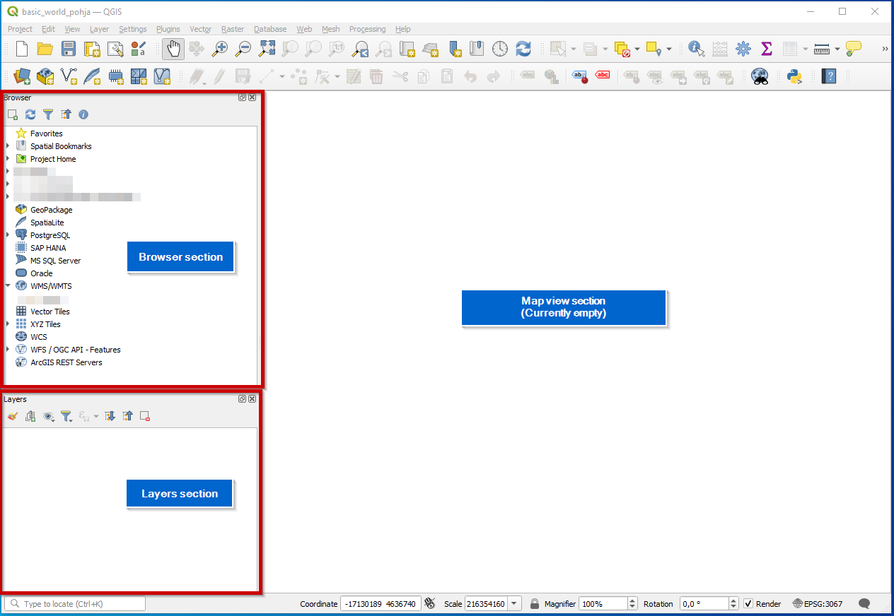 sections of QGIS