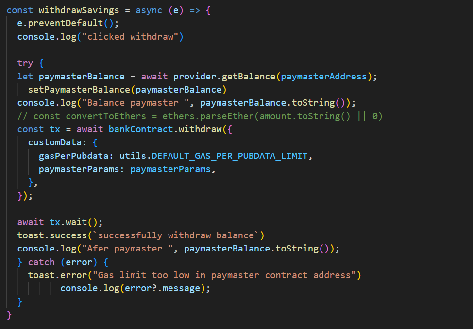nextjs with paymaster zksync