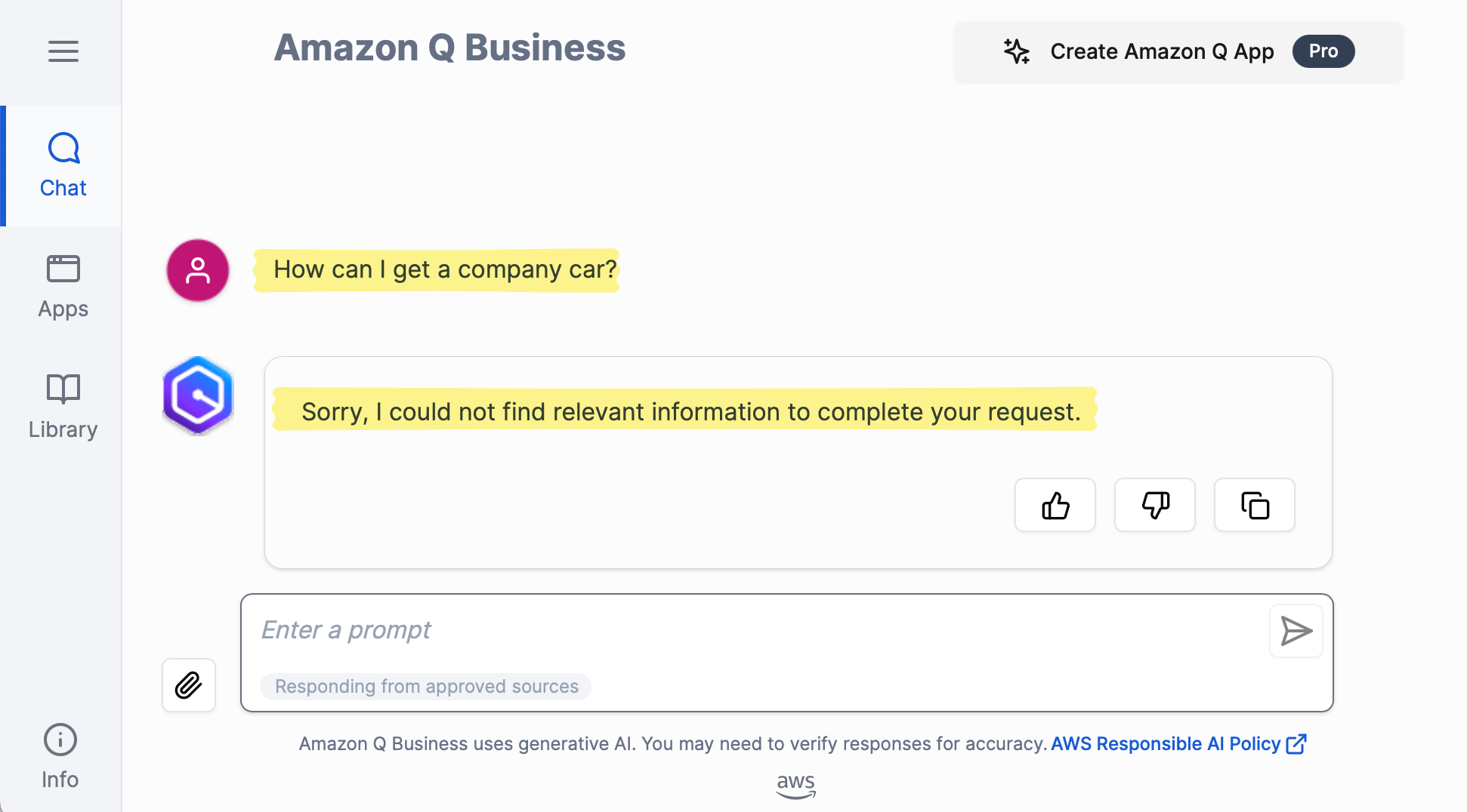 Q Business shows no result