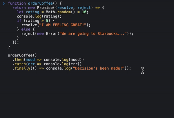 Resolved Promise Coffee Example