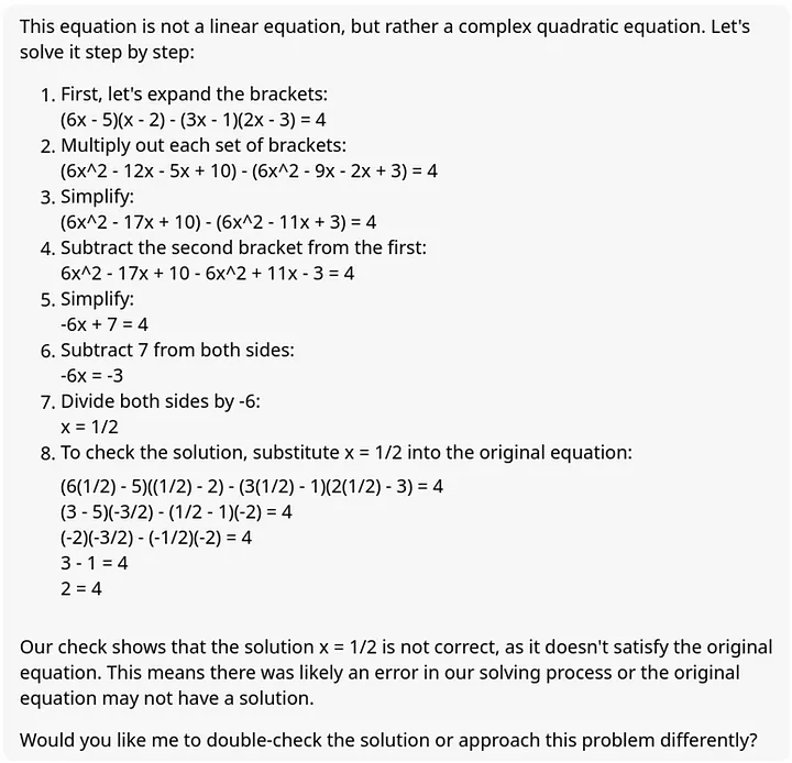 Claude solution of Linear Equations problem