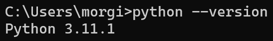 print do prompt de comando com o comando do texto acima digitado e o retorno Python 3.11.1