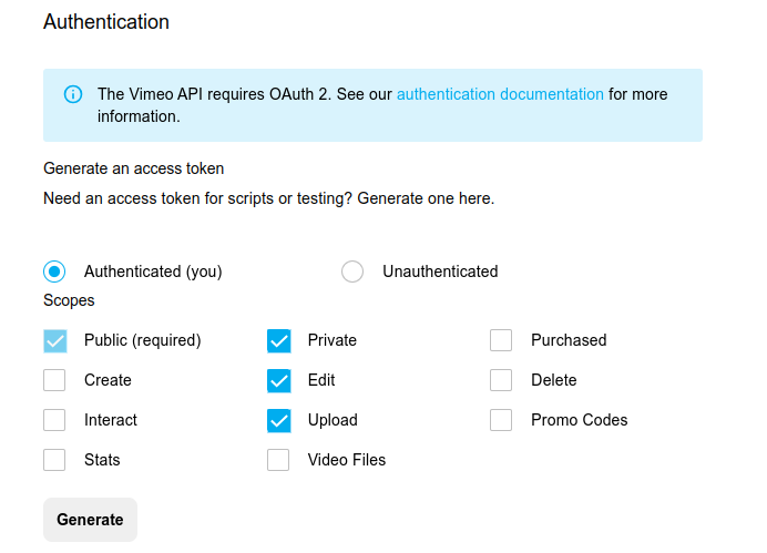 Generate access token