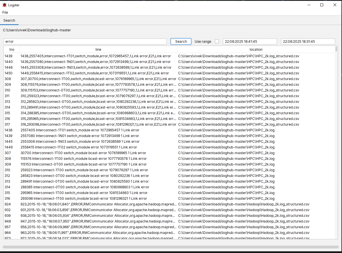 Search view
