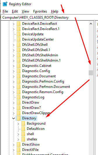 Navigating to Directory folder