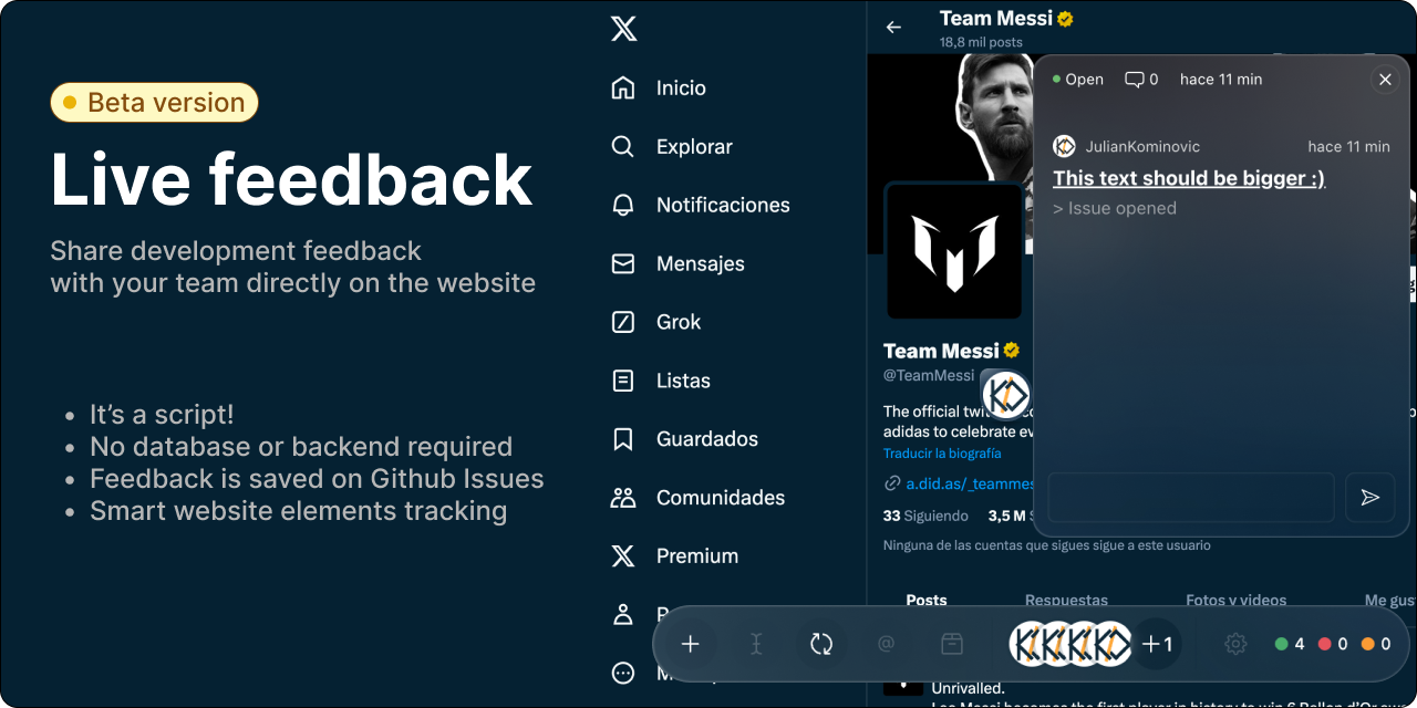 Live feedback banner