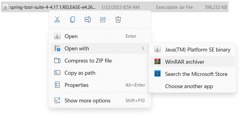 File extraction with WinRar