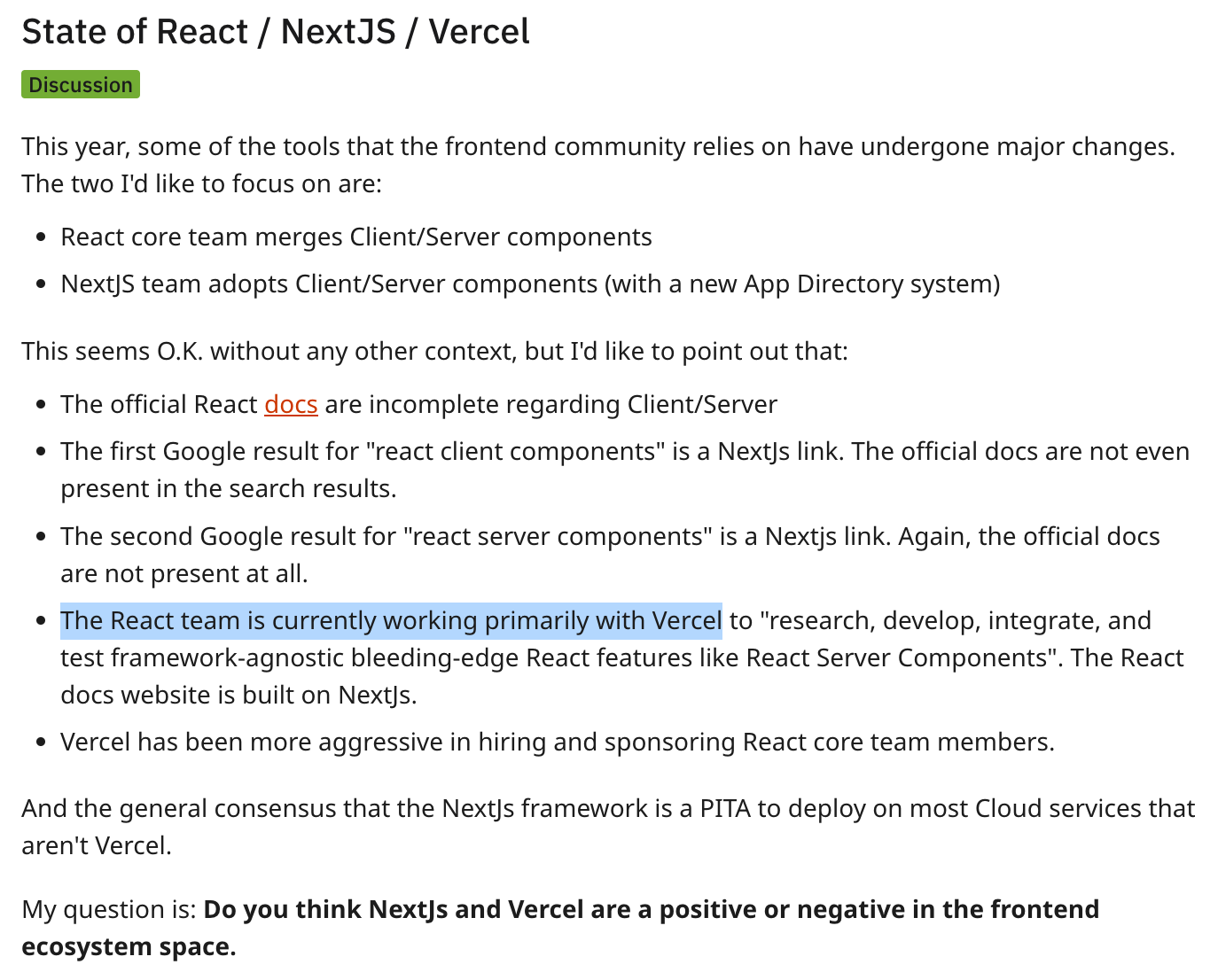 Vercel 正在破壞 React