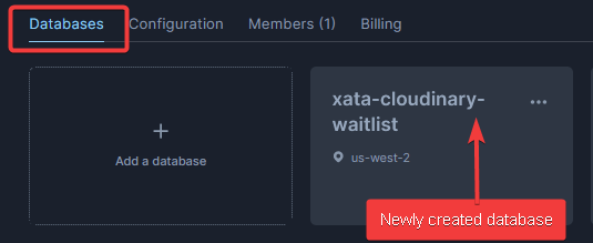 Database creation on Xata