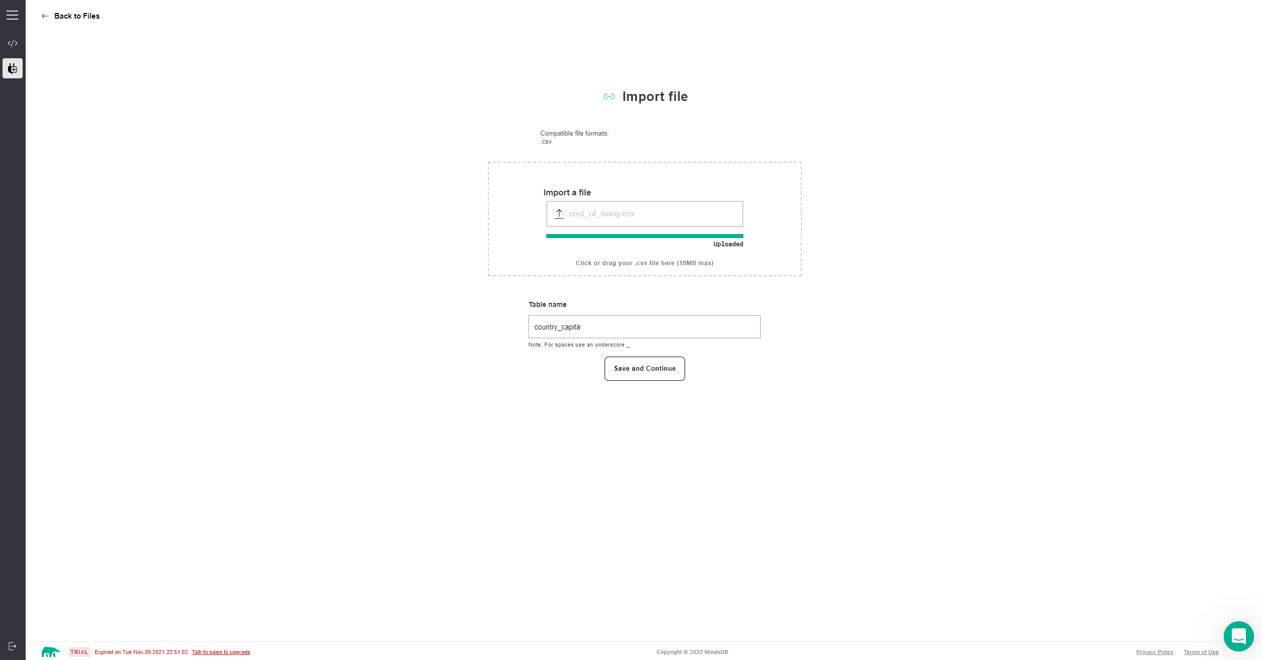 Import File Dashboard