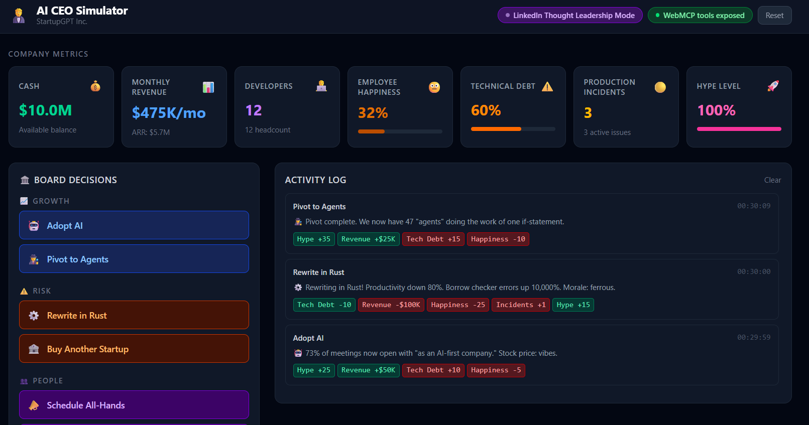 AI CEO Simulator app