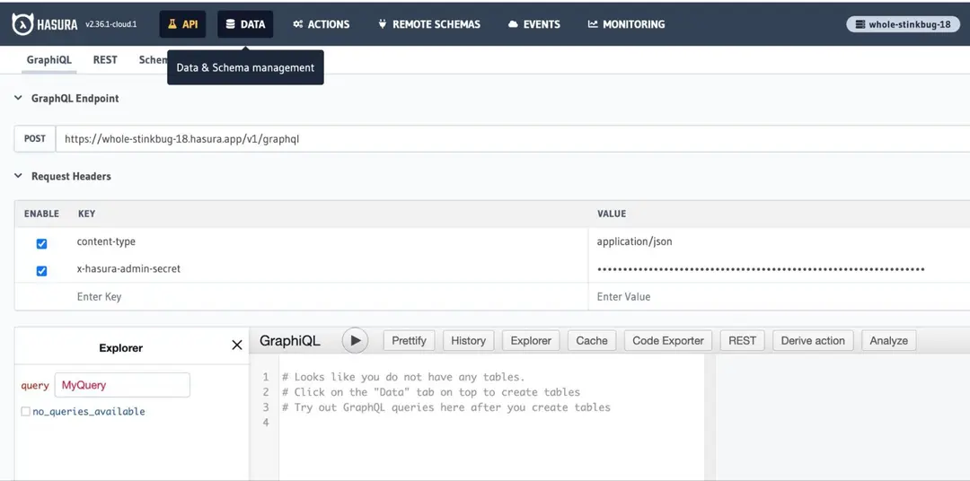 Hasura Cloud Console