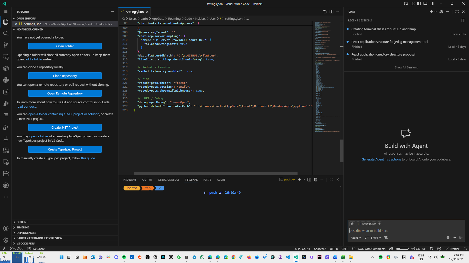 VS Code Default Layout