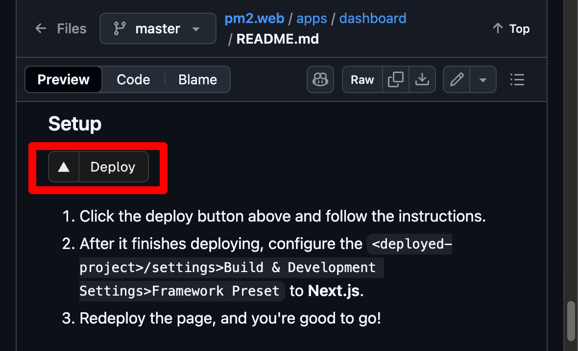 Vercel 部署 pm2.web 的 Deploy 按鈕