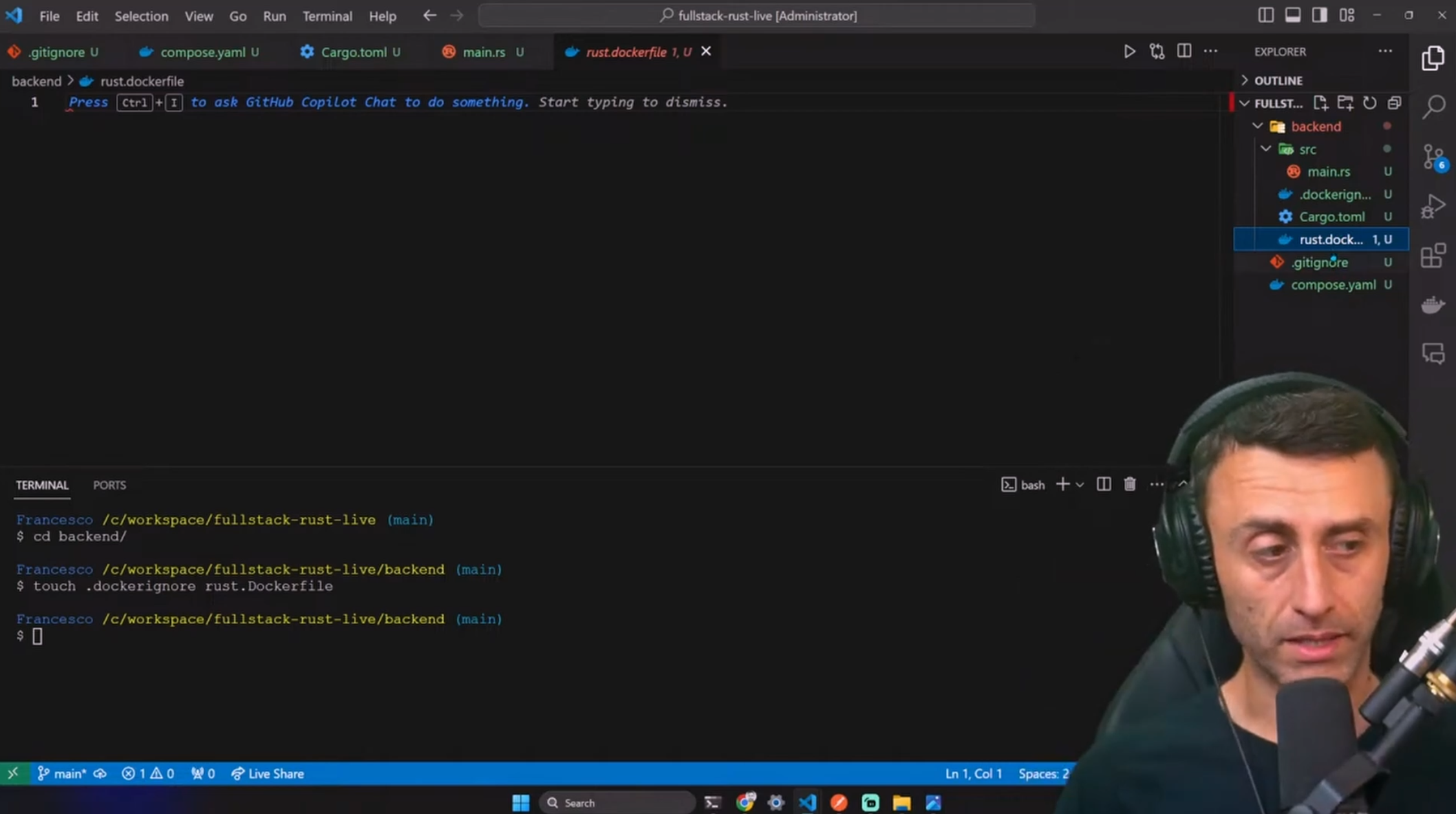 Build a FULL STACK Web app with Rust API, Next.js 14, Serde, Postgres, Docker, docker Compose