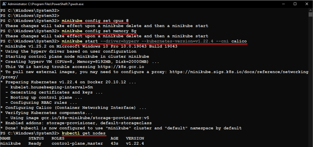 Minikube configuration