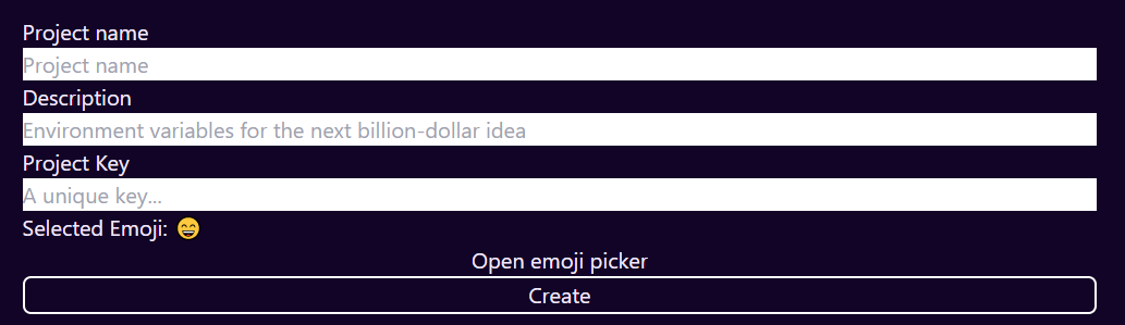 Same form as before but with a small emoji field