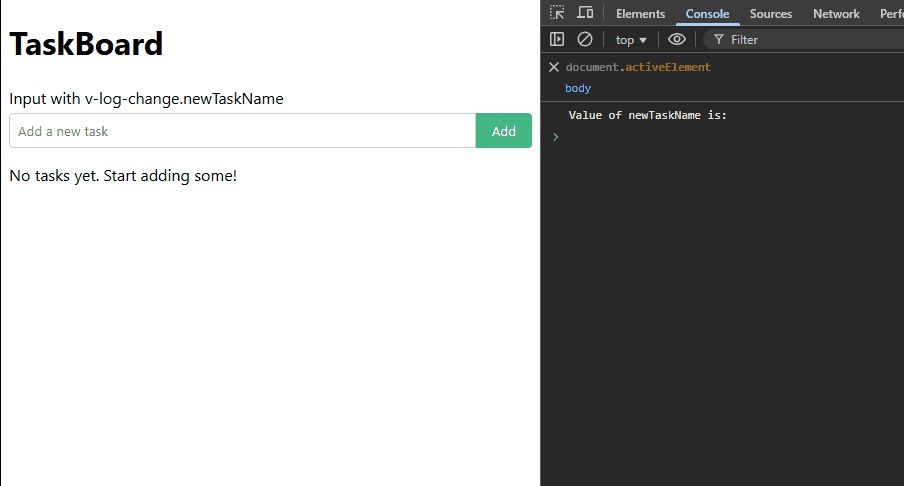 Vue Log Arsenal in action