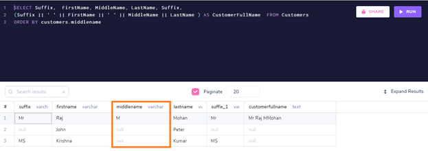 NULL values appear last in ORDER BY