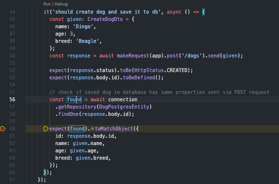 Debugging test cases