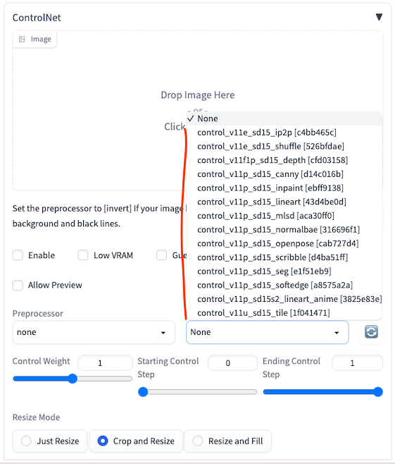 ControlNet models installed