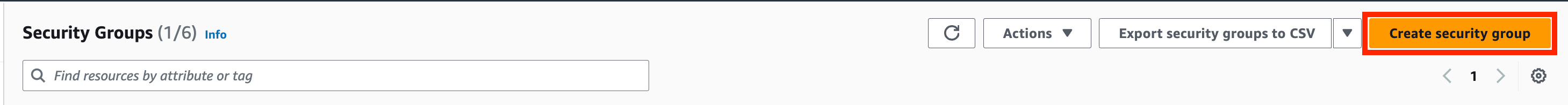 Create security group button
