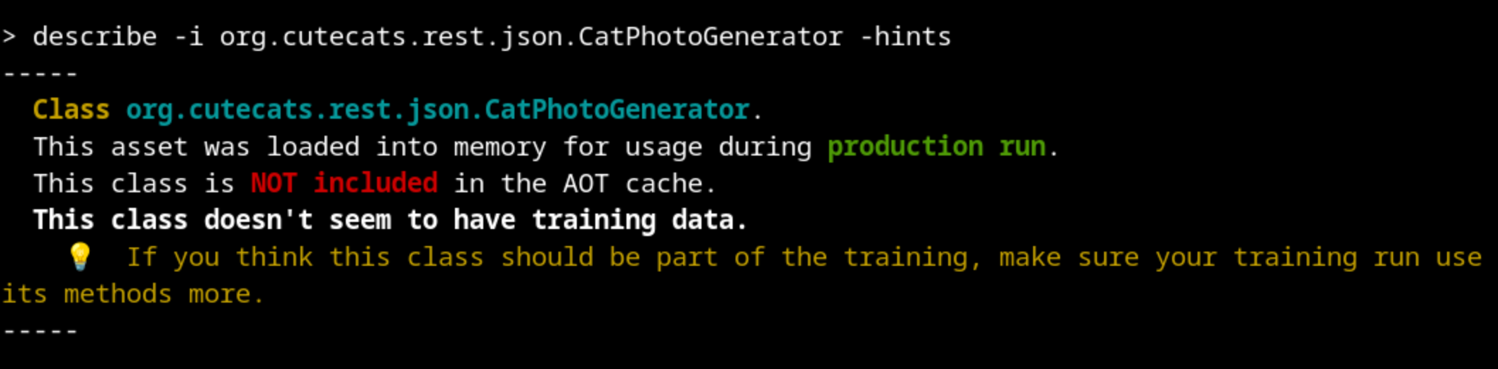 describe -i org.cutecats.rest.json.CatPhotoGenerator -hints