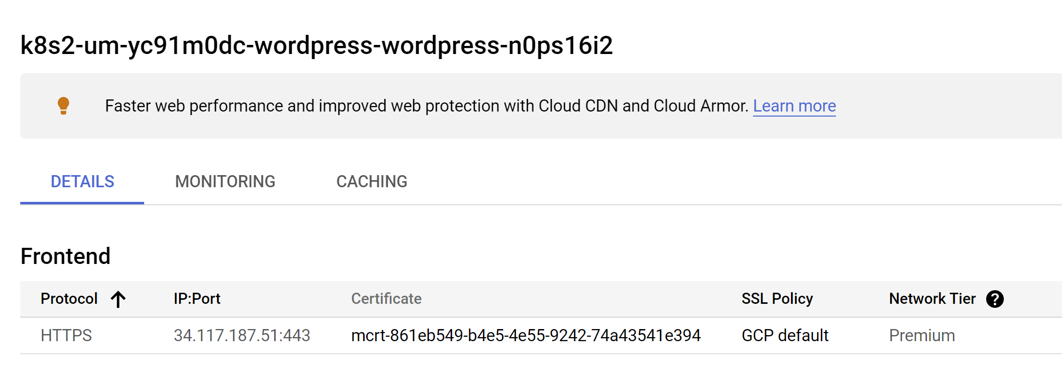 LB with SSL certificate