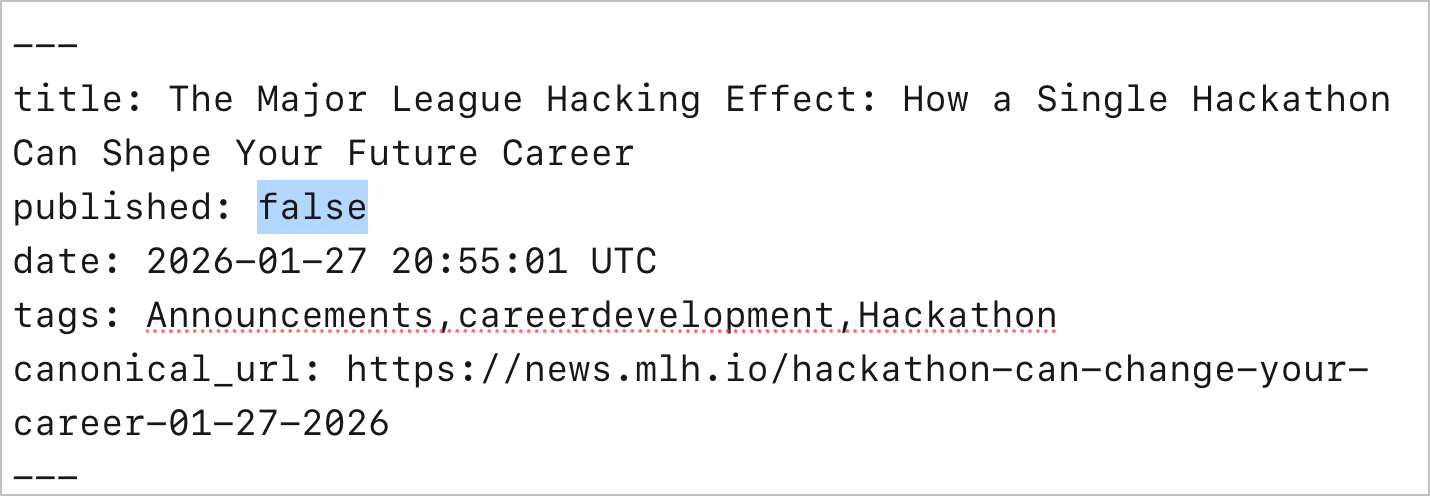 Markdown Published Tag