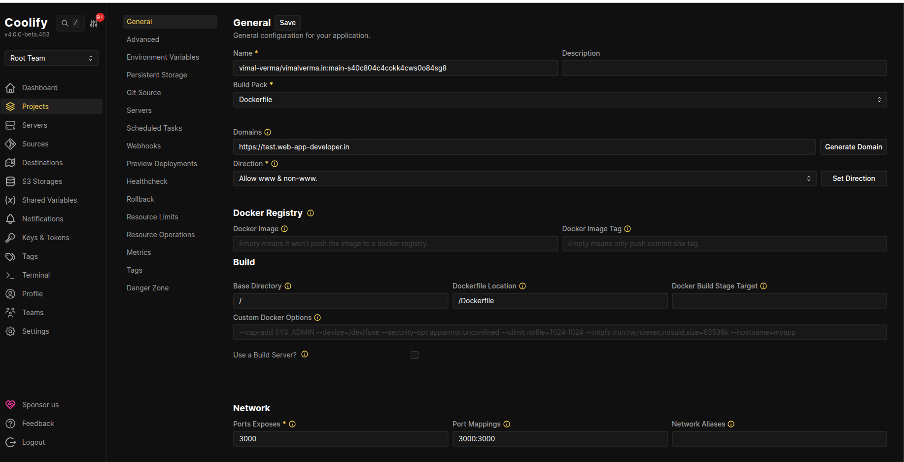 Select Docker Build Pack