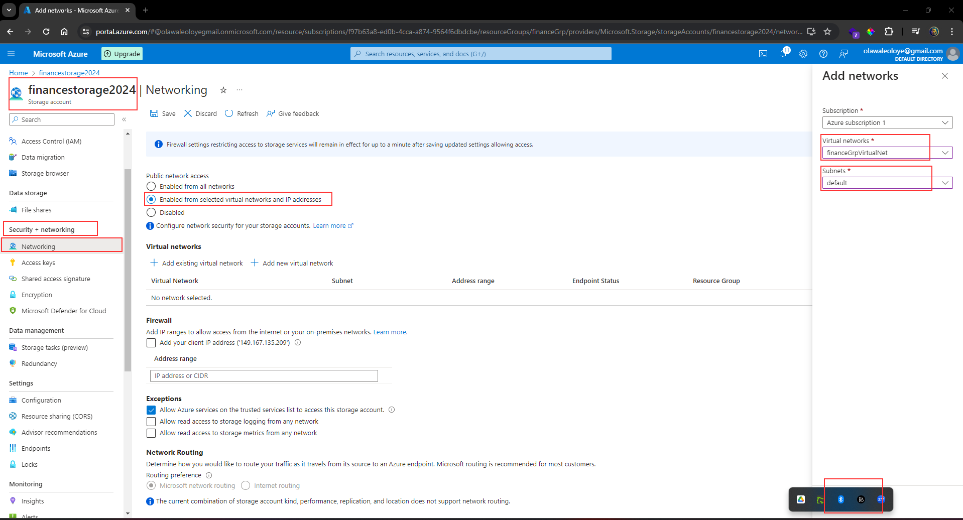 Configure security and network