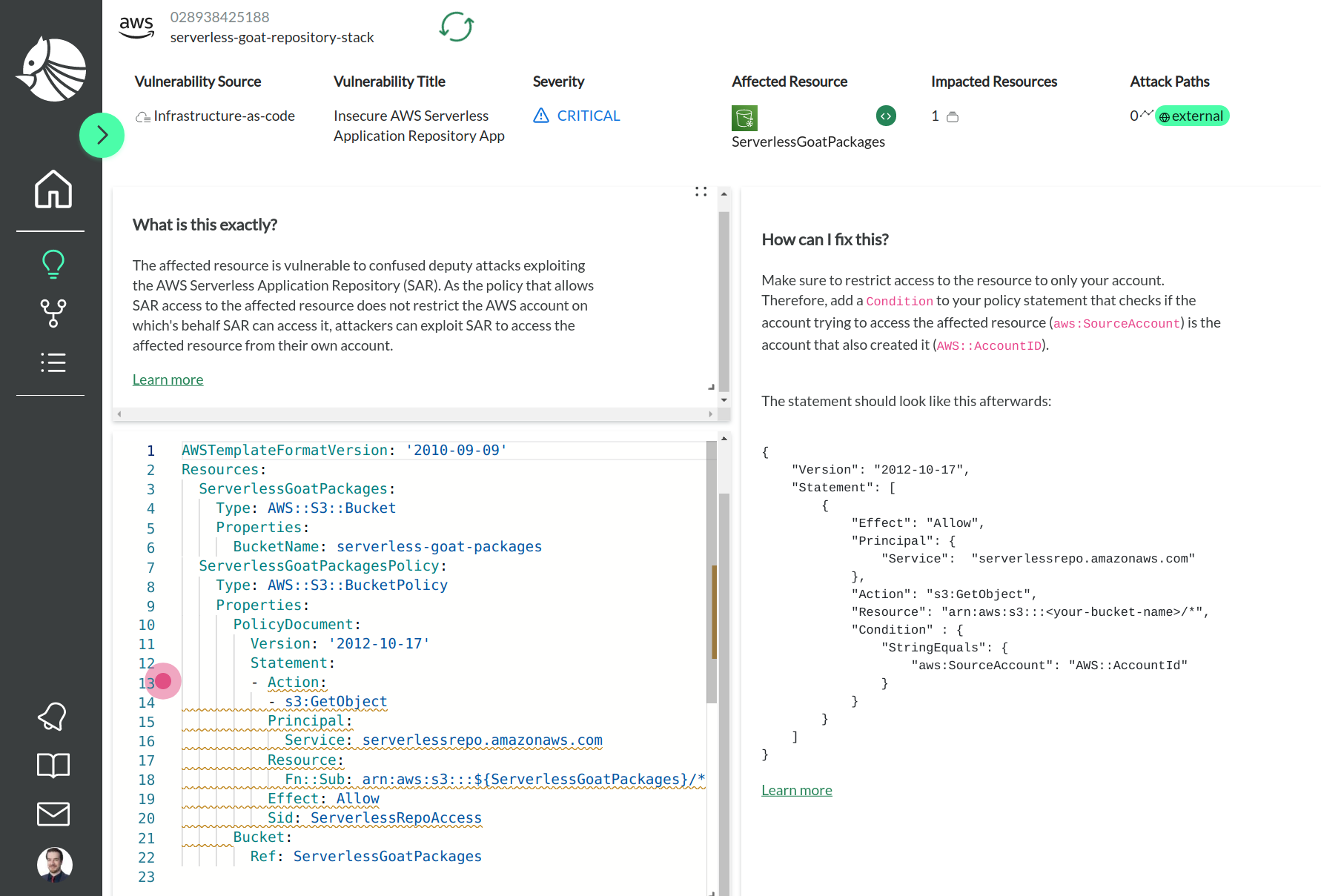 CodeShield's dashboard