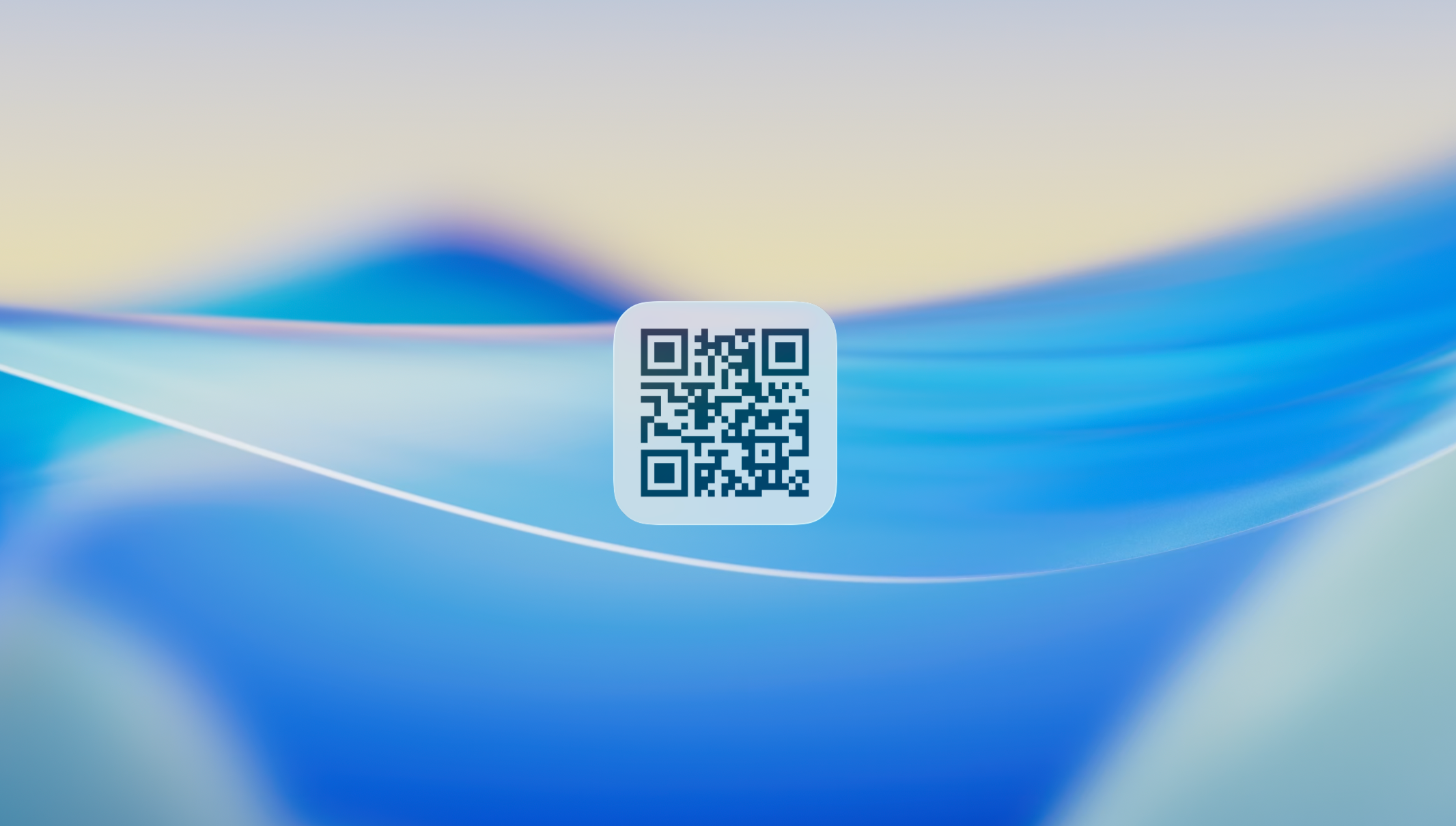 Photos App widget in background displaying a slightly transparent QR code