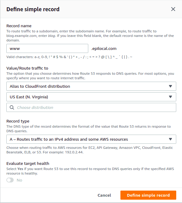 AWS Route 53 Zone Record