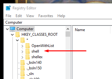 Image pointing to shell folder