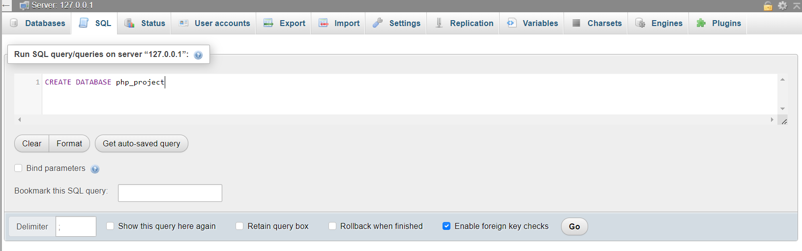 Create new database by using MySQL command