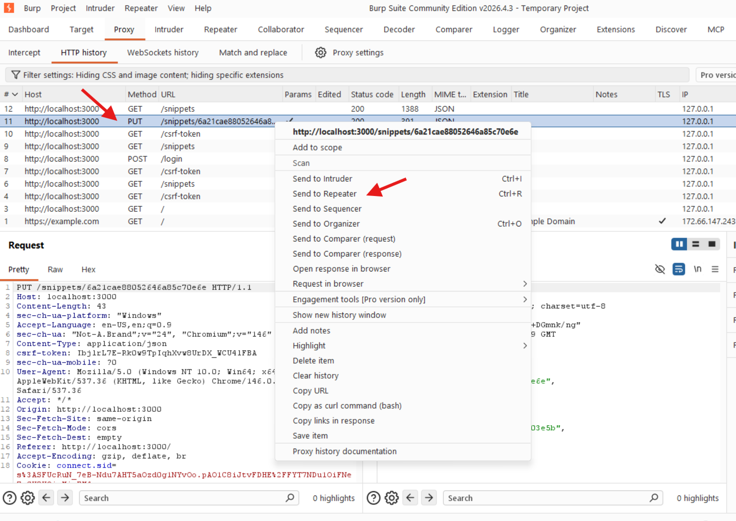 Send resulting PUT request to repeater