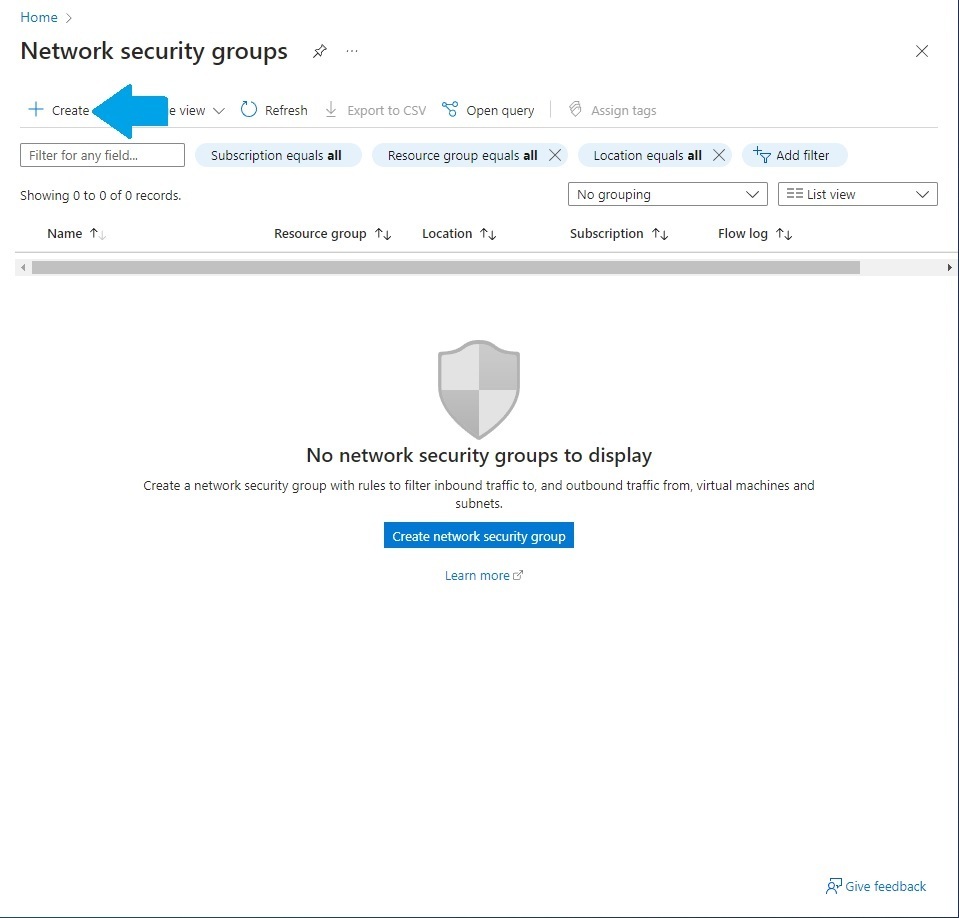 Creating the Network Security Group
