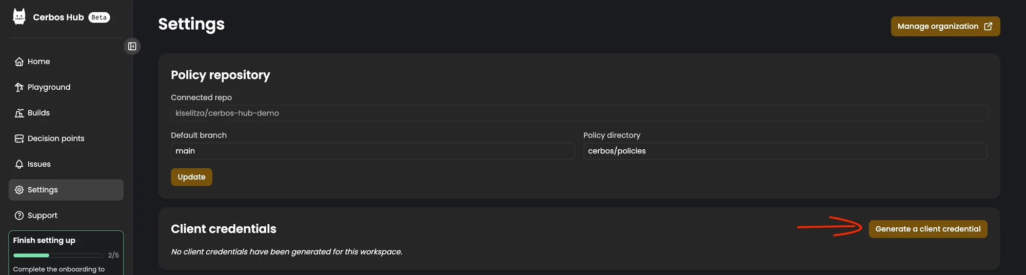 Generate client credential