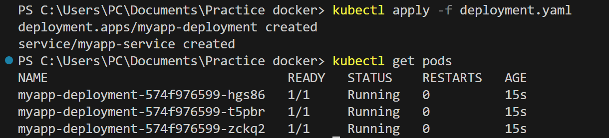 三個 Kubernetes Pod 正在執行