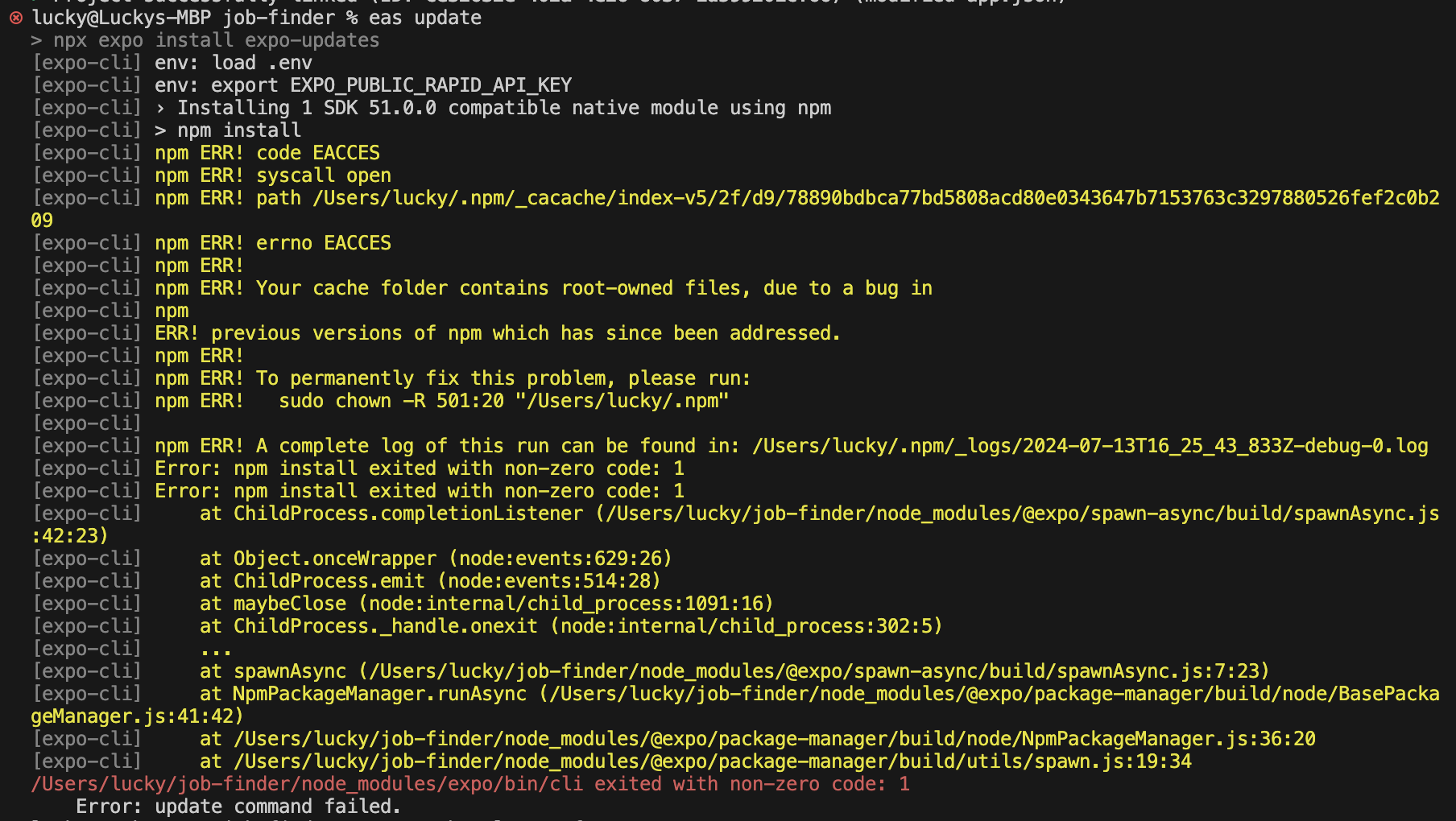 cache error while deploying
