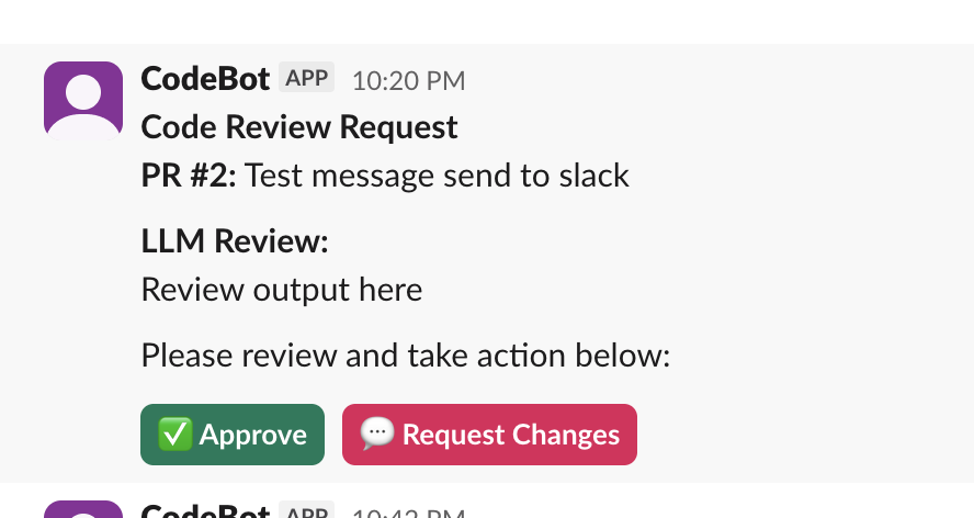 Slack bot message