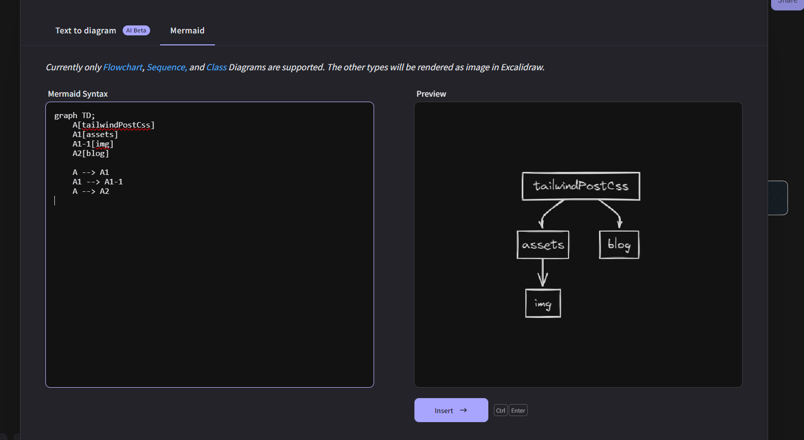 mermaid to excalidraw flow chart generation